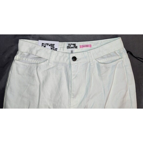Future Collective with Alanis Noelle Cut Out Waist Straight Leg Jeans White 4 - Picture 8 of 9